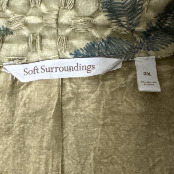 Soft Surroundings Women's Plus 2X Embroidered Single Toggle Jacket Gold Floral - Picture 9 of 14